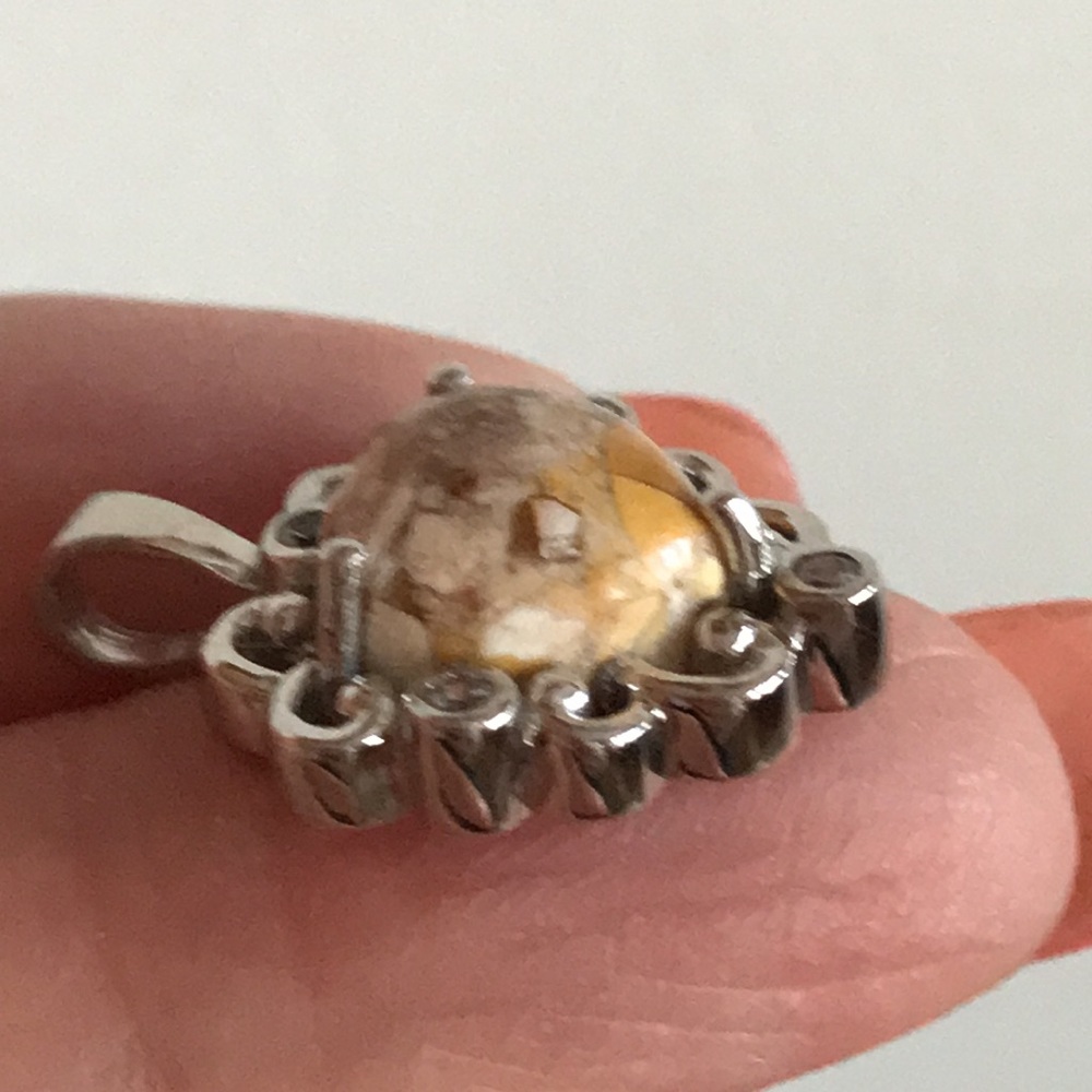 Sterling Silver Australian Jasper & White Topaz Heart Pendant - Picture 7 of 11